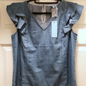 Chambray Ruffle Top
